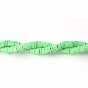 Heishi polymer clay beads rondelles 5x1 mm Multi Neon Green x39 cm