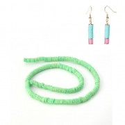 Heishi polymer clay beads rondelles 5x1 mm Multi Neon Green x39 cm