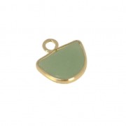 Half-moon charm with synthetic imitation gemstone 14 mm Aventurine/Gold Tone x1