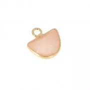 Half-moon charm with synthetic imitation gemstone 14 mm Strawberry/Gold Tone x1