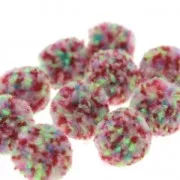 Assortment of 10 round synthetic pompoms 15 mm - Multicolored