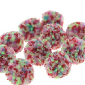 Assortment of 10 round synthetic pompoms 15 mm - Multicolored
