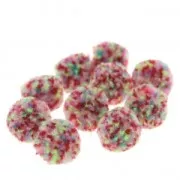 Assortment of 10 round synthetic pompoms 15 mm - Multicolored