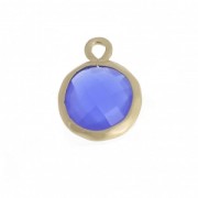 Mini charm with an imitation faceted gemstone 12 mm Satin Gold Tone/Blue Opal x1