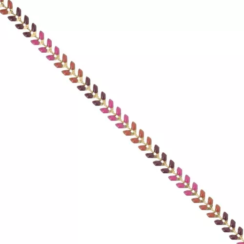 Epoxy resin herringbone chain 6.3 mm Burgundy/Camel/Pink gold x 20cm