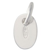 925 Sterling Silver-stamped charm, oval medallion with closed ring, 9 mm - 925 Sterling Silver x1