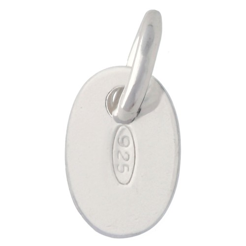 925 Sterling Silver-stamped charm, oval medallion with closed ring, 9 mm - 925 Sterling Silver x1