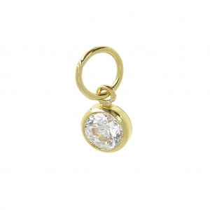 Pendant 4.5 mm with a perpendicular loop - zirconium oxide - Gold-filled x1