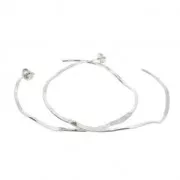 Flat earring hoops with an irregular shape to decorate 58 mm fine silver plating x2