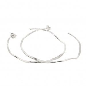 Flat earring hoops with an irregular shape to decorate 58 mm fine silver plating x2