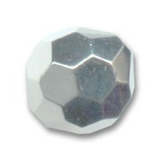 Round faceted bead 14mm Silver tone x1