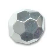 Round faceted bead 14mm Silver tone x1