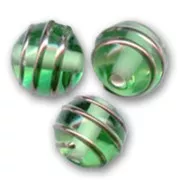 Copper-tone spiral round 8mm Peridot