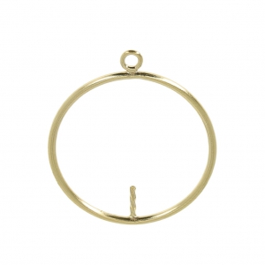 Gold-filled round pendant for a half-drilled bead x1