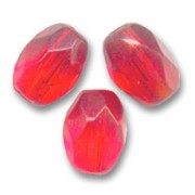 Faceted olive-shaped beads, 6x4 mm - Light Siam x25