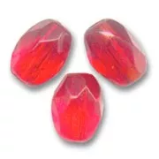 Faceted olive-shaped beads, 6x4 mm - Light Siam x25