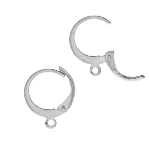 304 Stainless Steel round leverback earrings 12 mm x2