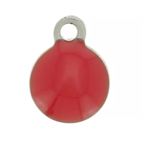 Stainless steel charm covered with epoxy resin 6 mm Red x5