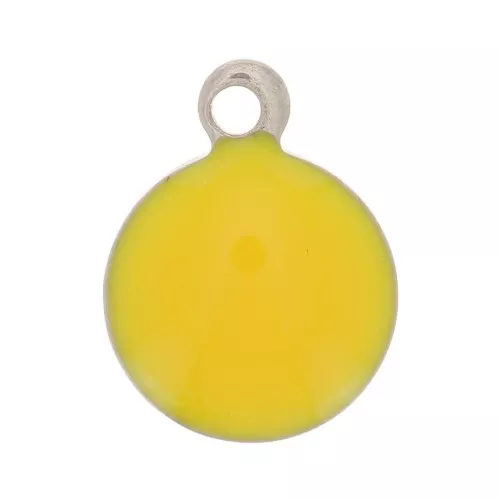 Stainless steel charm covered with epoxy resin 6 mm Ochre x5
