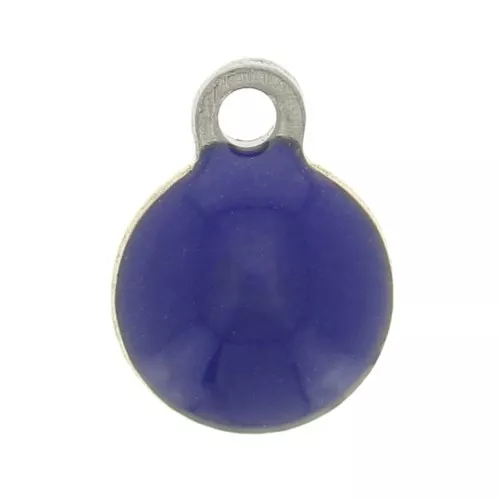 Stainless steel charm covered with epoxy resin 6 mm Navy Blue x5