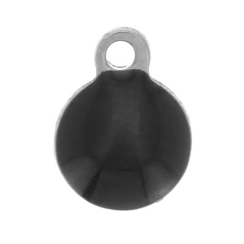 Stainless steel charm covered with epoxy resin 6 mm Black x5