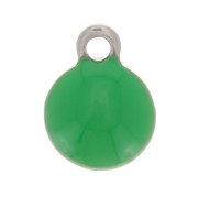 Stainless steel charm covered with epoxy resin 6 mm Green x5|raw }}