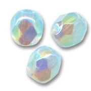 Fire Polished faceted round beads 4mm Milky Aquamarine AB x50