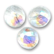 Fire Polished faceted round beads 14mm Crystal AB x4