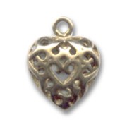 Filigreed Heart charm 11mm Bronze tone x1|raw }}