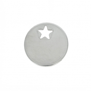 Stainless steel 13 mm Round medal charm to engrave with a star-shaped hole x10