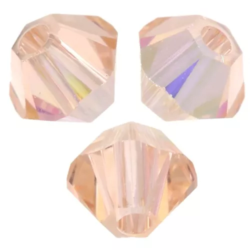 PureCrystal 3 mm crystal bicones - Light Peach AB x50