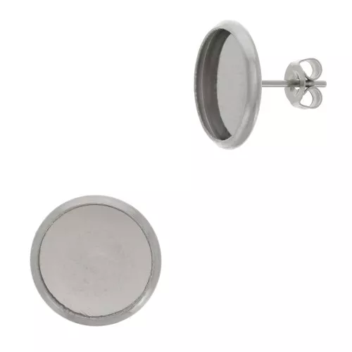 Stainless steel earstuds for 12 mm flat back cabochons x2