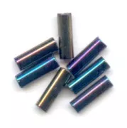 Preciosa Seed Beads, 6.5x2 mm Jet AB Tubes, 20 g