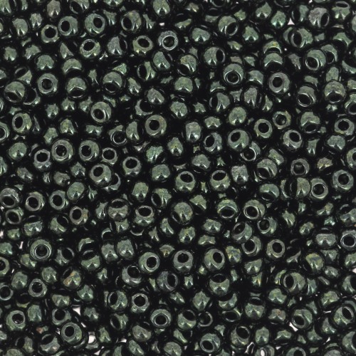 Preciosa Seed Beads 11/0 2 mm - Glossy Black and Green x 20 g