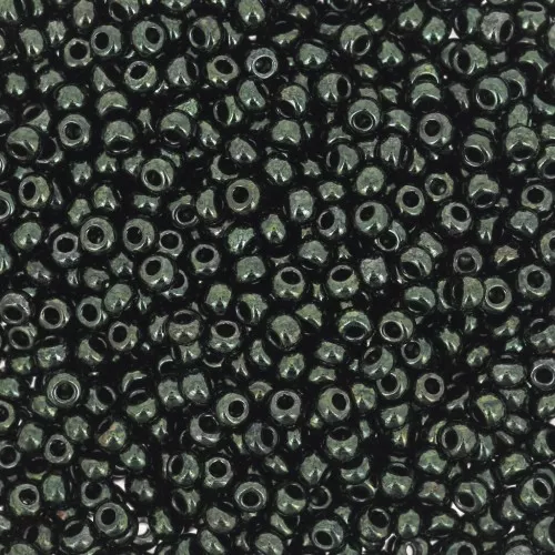Preciosa Seed Beads 11/0 2 mm - Glossy Black and Green x 20 g