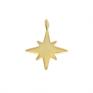 Compass rose charm 13.5mm Gold Tone x1