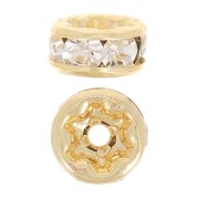 Rhinestones Rondelle 4,5mm Gold tone/Crystal  x4|raw }}