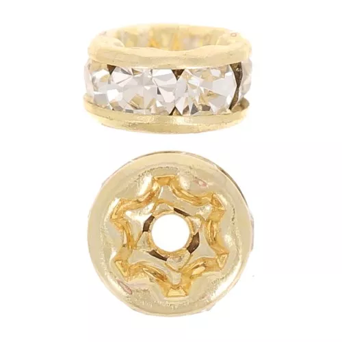 Rhinestones Rondelle 4,5mm Gold tone/Crystal  x4