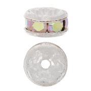 Rhinestones Rondelle 4,5mm Silver tone/Crystal AB x4|raw }}