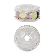 Rhinestones Rondelle 4,5mm Silver tone/Crystal AB x4