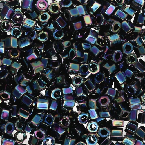 Miyuki 8/0 Hex Cut Seed Beads 455 - Variegated Blue Iris Metallic x8g