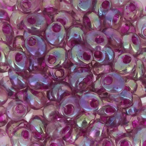 Magatama Miyuki 4 mm MA4-2170 - Smoky Amethyst AB Fuchsia Lined x10g