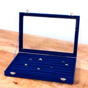 35x24x4.7cm imitation velvet Jewellery Display for rings - Black x1