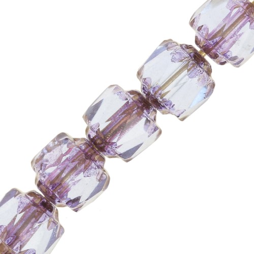 Antique Fire Polished faceted beads  6mm Light Sapphire Dark Bronze x