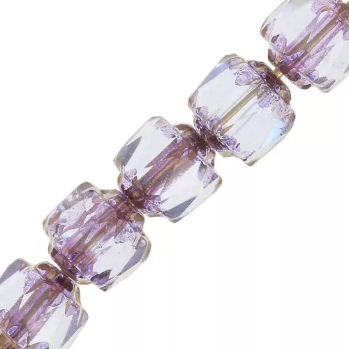 Antique Fire Polished faceted beads  6mm Light Sapphire Dark Bronze x