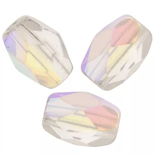 Fire Polished faceted olive-shaped beads 6x4mmn Crystal AB x25