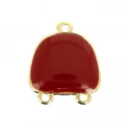 Epoxy resin spacer 2 loops 20x17 mm Gold/Red x1