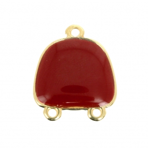 Epoxy resin spacer 2 loops 20x17 mm Gold/Red x1