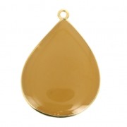 Drop epoxy resin pendant 32x23 mm fine Gold plated/Mustard x1