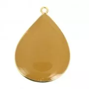 Drop epoxy resin pendant 32x23 mm fine Gold plated/Mustard x1